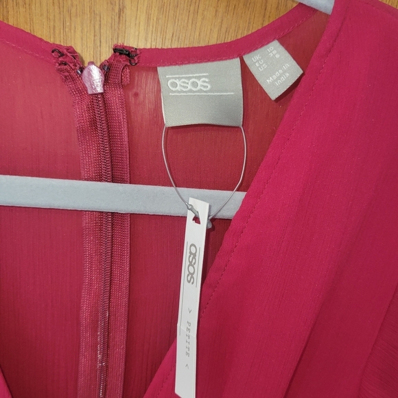 ASOS Petite Rose Pink Flutter Sleeve Maxi Dress 6 NWT – Holiday Party, Wedding - Picture 2 of 4